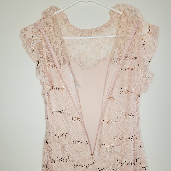 Enfocus Studios Dress Womens Sequin Lace Peach Size 4 Zipper Occasion Wedding - Picture 4 of 9